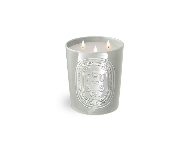 Diptyque Bougie Parfumée Feu de Bois Porcelaine grise