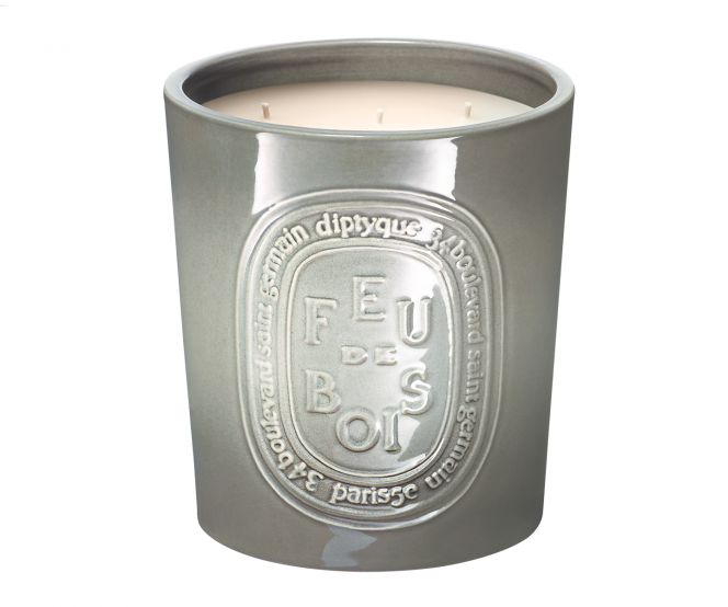 Diptyque Bougie Parfumée grise Feu de Bois